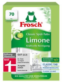 Mosogatógép tabletta, 70 db, FROSCH, zöldcitrom